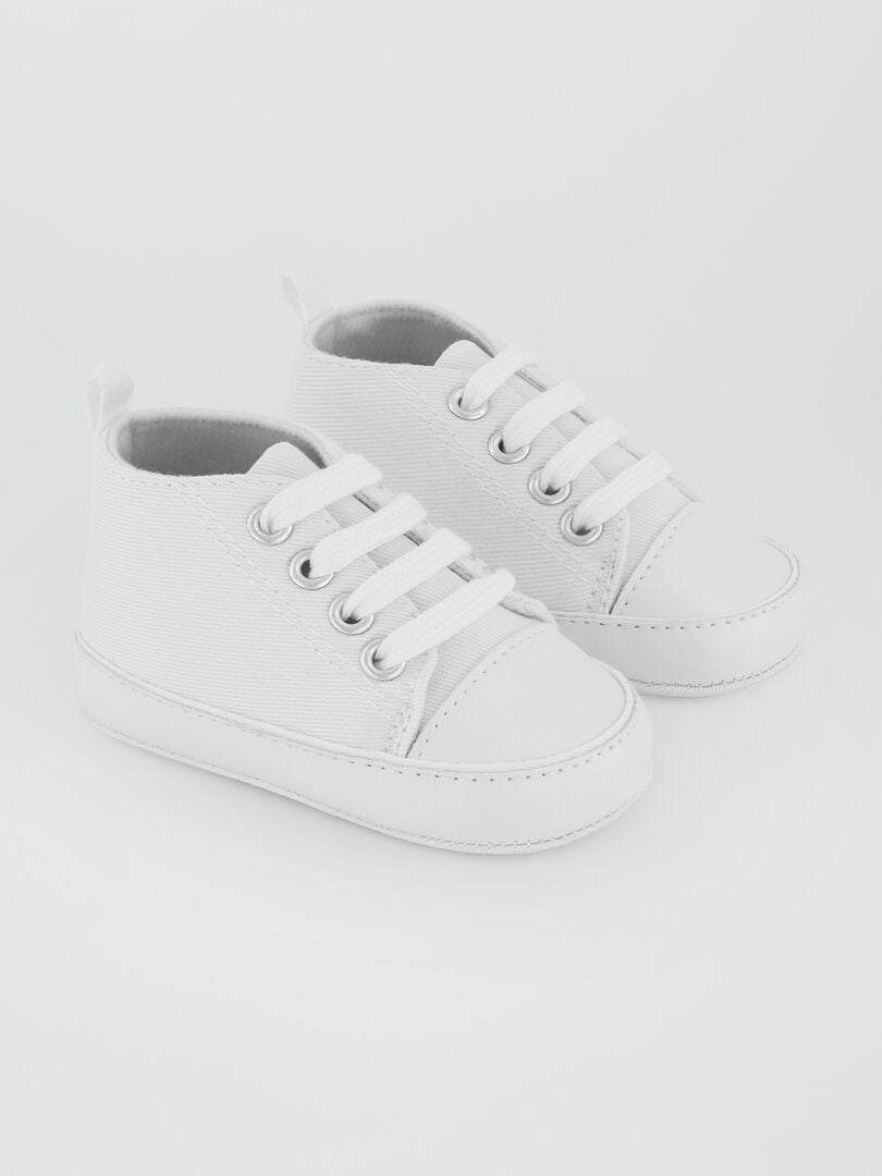 Hoge canvas sneakers - wit