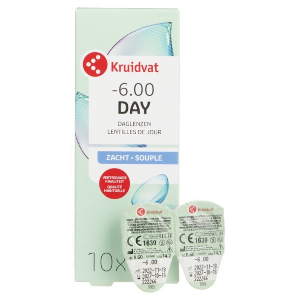 Mäkké jednodňové kontaktné šošovky Kruidvat Opticare -6.00<br>Zdravotnícka pomôcka - 10 kusov