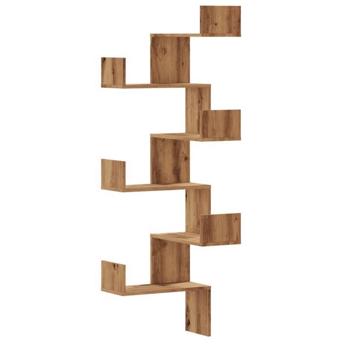 Mensola angolare da parete vidaXL, realizzata a mano in legno composito di rovere, mensola angolare, mensola sospesa, mensola da parete 852644