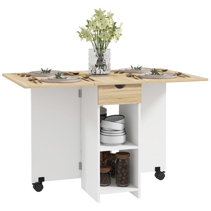 Table à manger pliante table de cuisine extensible pour 2 à 4 personnes 2 abattants 120 x 72 x 75 cm chêne