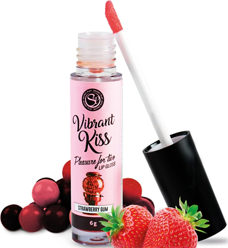 Gloss labial Secret Play Vibrant Kiss Strawberry Gum com efeito vibratório