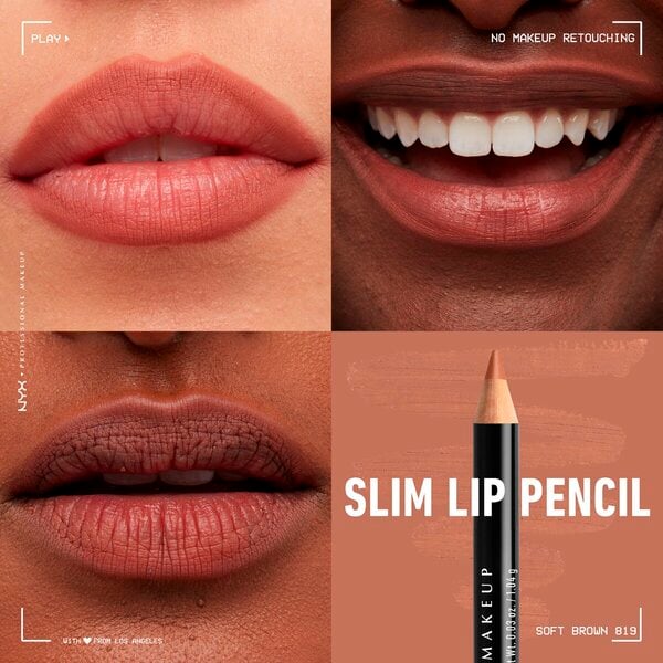 Lápiz labial fino marrón suave de NYX Professional Makeup<br>