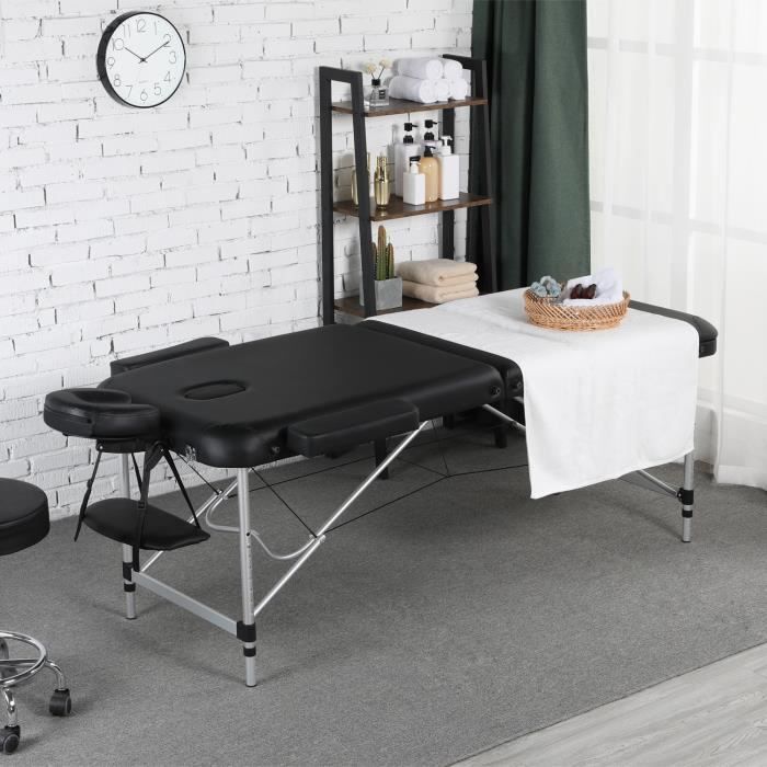 Camilla de masaje plegable Yaheetech, cama de masaje/sofá de terapia cosmética portátil profesional de aluminio de 3 piezas, ligera y resistente.