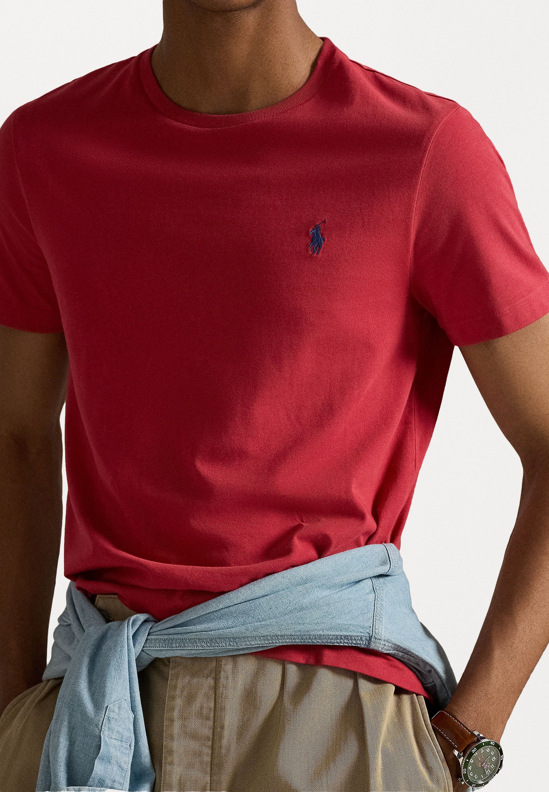 Polo Ralph Lauren CUSTOM SLIM FIT JERSEY CREWNECK T-SHIRT - T-shirt basic - rosso alba