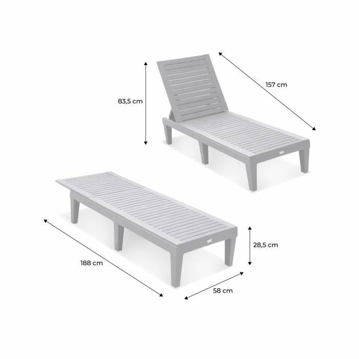 Set di 2 lettini prendisole. PIA. Lettini multiposizione. Plastica. Neri.