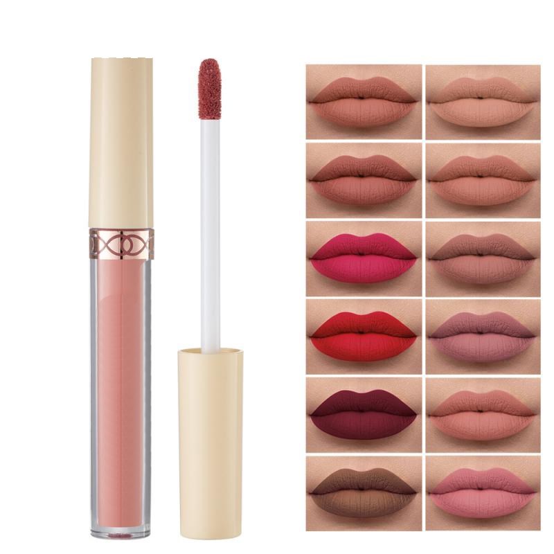 12 colores de brillo labial mate aterciopelado, resistente al agua, de larga duración, labial líquido, maquillaje de labios nude sexy, tinte labial, cosmético para mujer TSLM1