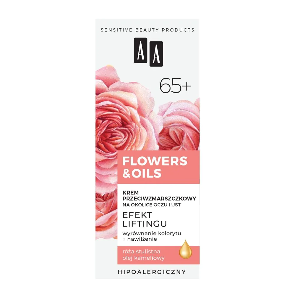 AA Flowers & Oils 65+ Efekt Liftingu Krem Przeciwzmarszczkowy na Okolice oczu i ust