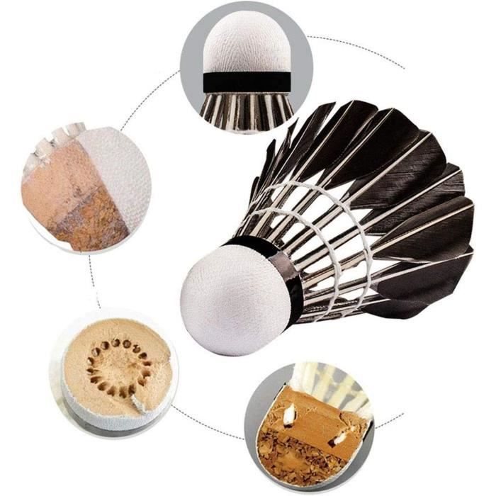 Set of 12 black goose feather badminton shuttlecocks [627]