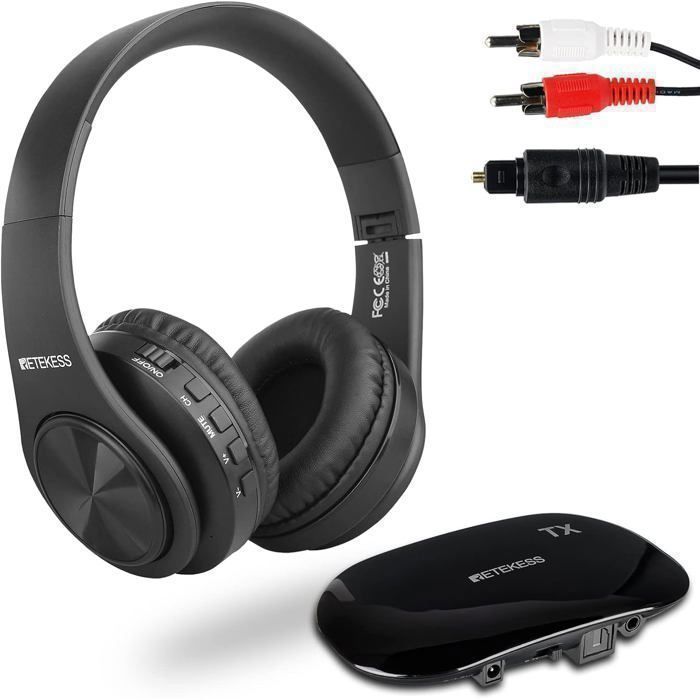 Retekess TA005 Wireless TV Headphones, Audio Headset, Stereo Support, AUX and RCA Input, 10 Hours, High Volume for Seniors