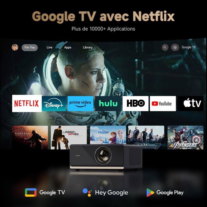 Projetor de vídeo 4K - Wanbo - X5 Pro - 1100 ANSI - Foco automático - Wi-Fi Bluetooth