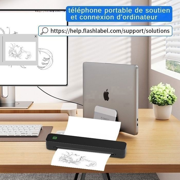 Imprimante thermique Bluetooth  A4 (210*297mm) -usb- wifi- sans encre - mini imprimante portable