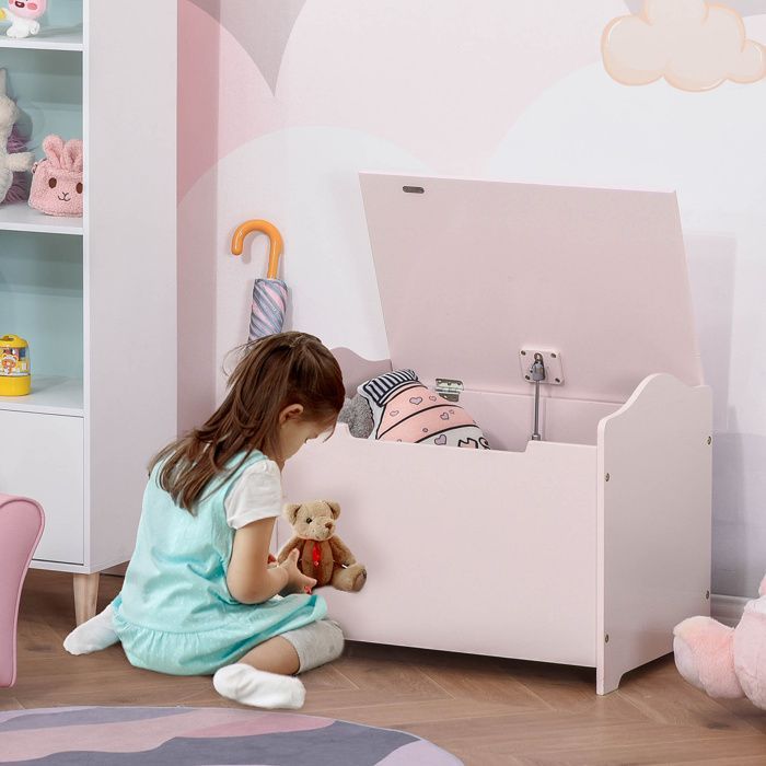 Coffres à jouets - HOMCOM - boîte à jouets malle rangement enfant vérin pneumatique - MDF - 60x40x48cm - rose