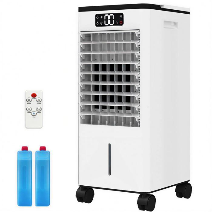 Aire acondicionado portátil 3 en 1: ventilador, aire acondicionado y humidificador. Depósito de 7 litros, temporizador de 12 horas, oscilación de 120°.