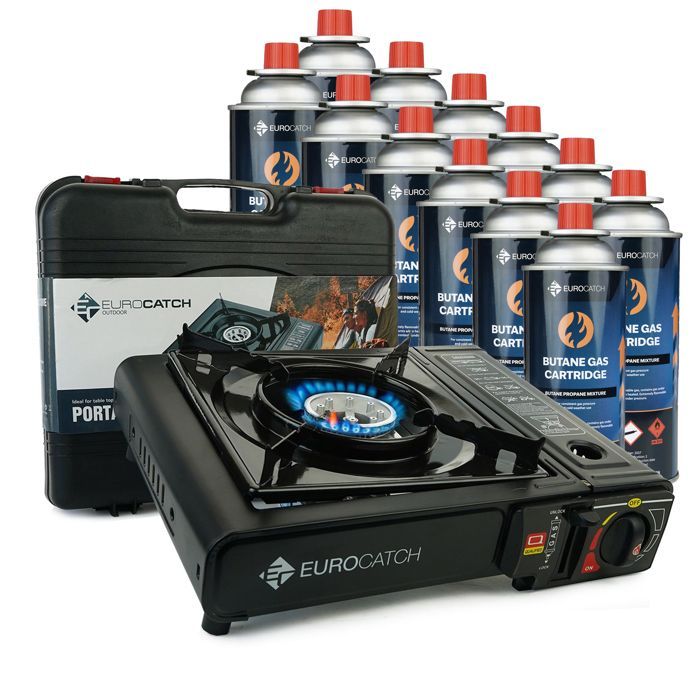 Eurocatch Cuisinière à gaz - Incl 12 cartouches de gaz - Poêle à gaz