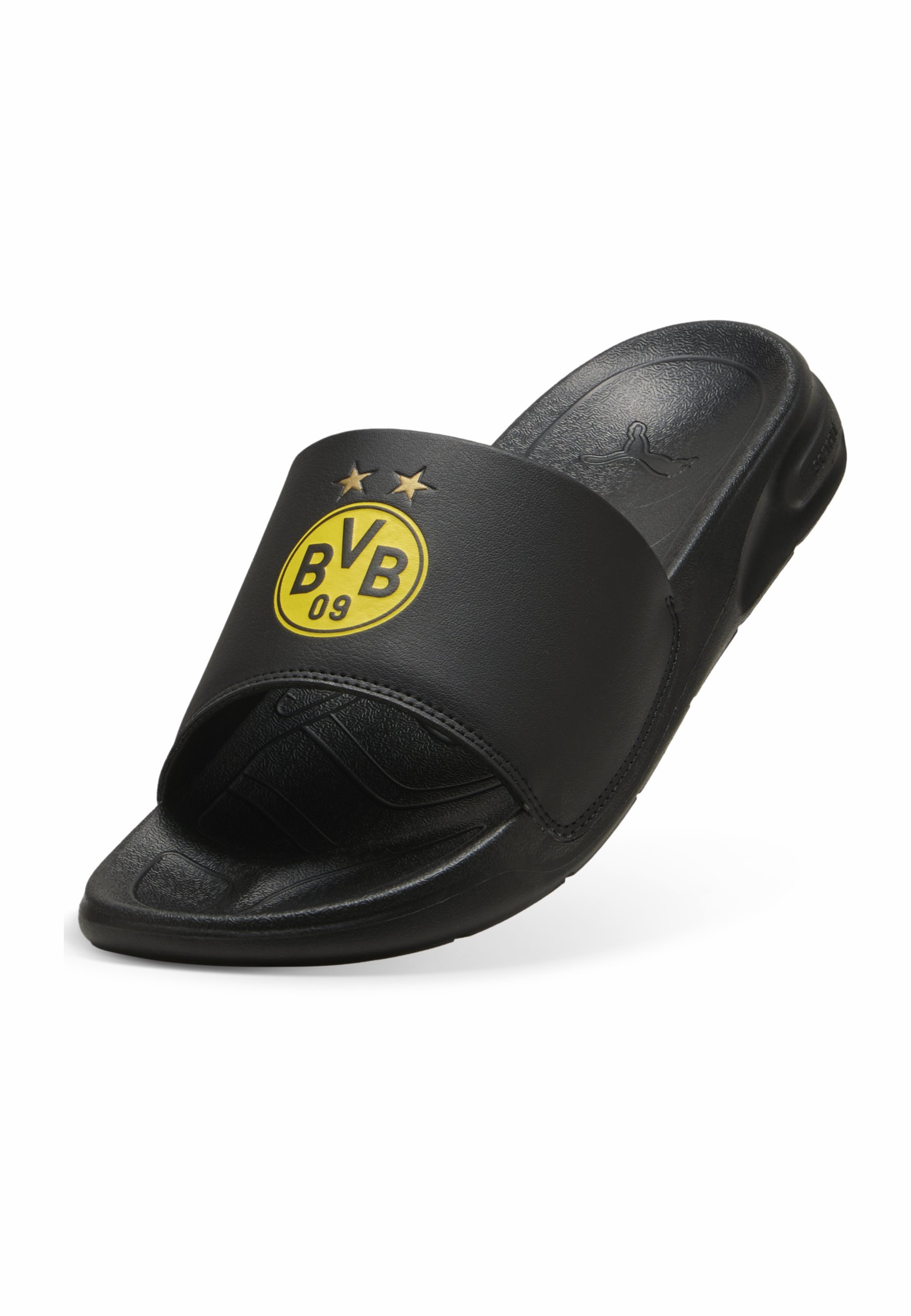 Puma TEAMCAT BVB SLIDES - Mules - zwart sneller geel overwinning goud