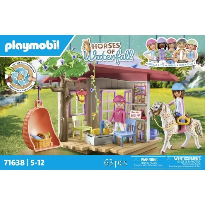 PLAYMOBIL 71638 Área de Relaxamento das Cavaleiras, Cavalos da Cachoeira, 63 peças, Idade 4+