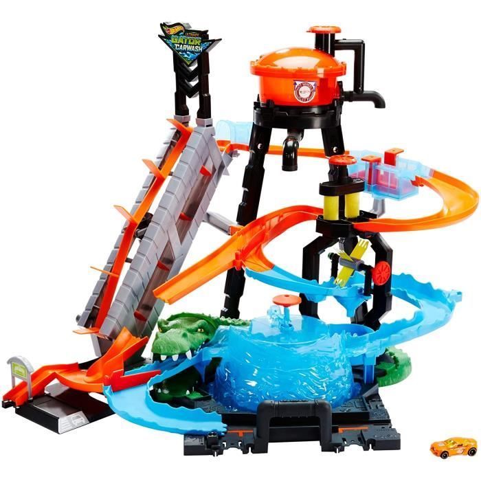 Jouet - Hot Wheels - Station de Lavage Ultime - Changement de couleur - Piste incluse - Ascenseur à manivelle