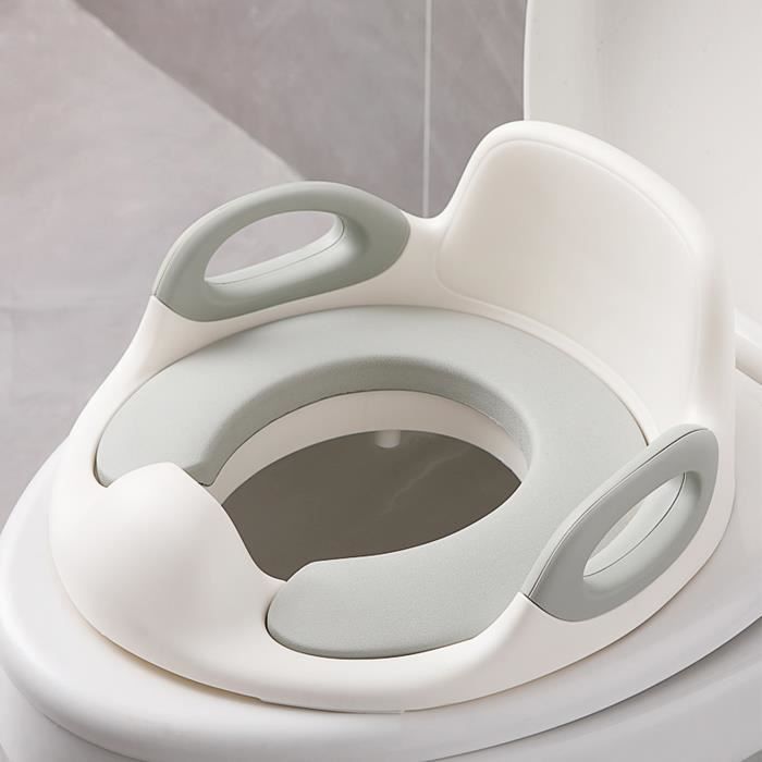 Aufun Siège de toilette pour enfant, entraîneur de toilette pour bébé avec poignée et protection contre les éclaboussures, blanc