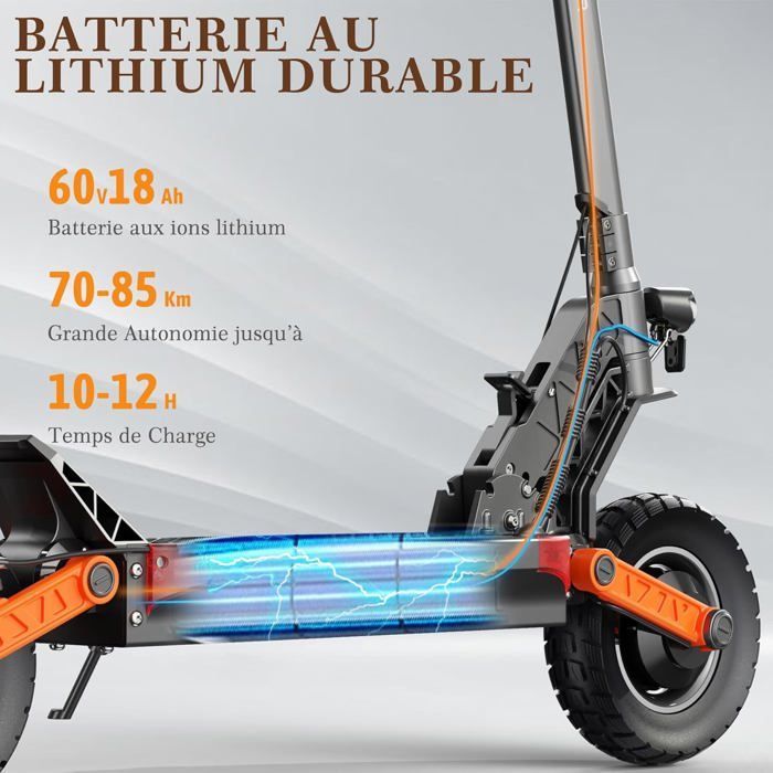 JOYOR S10-SZ - Patinete eléctrico - Dos motores de 1000 W*2, batería de 60 V y 18 Ah - Velocidad máxima: 60 km/h - Autonomía: 70 km - Color: Negro