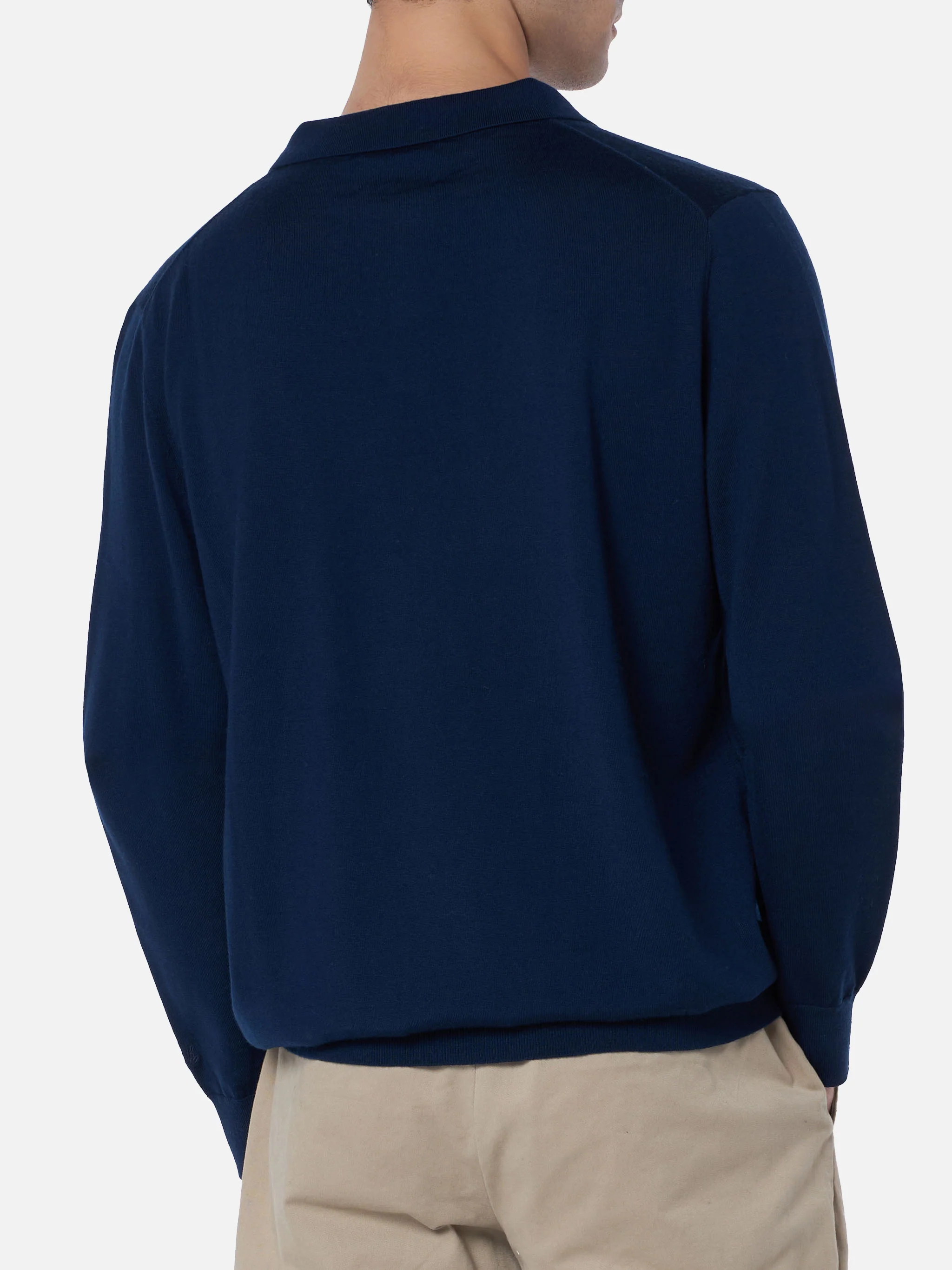 Covent herenpoloshirt van marineblauwe merinowol