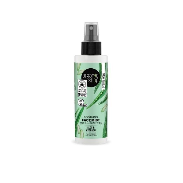 Spray lenitivo per il viso Organic Shop, adatto a tutti i tipi di pelle, 150 ml.