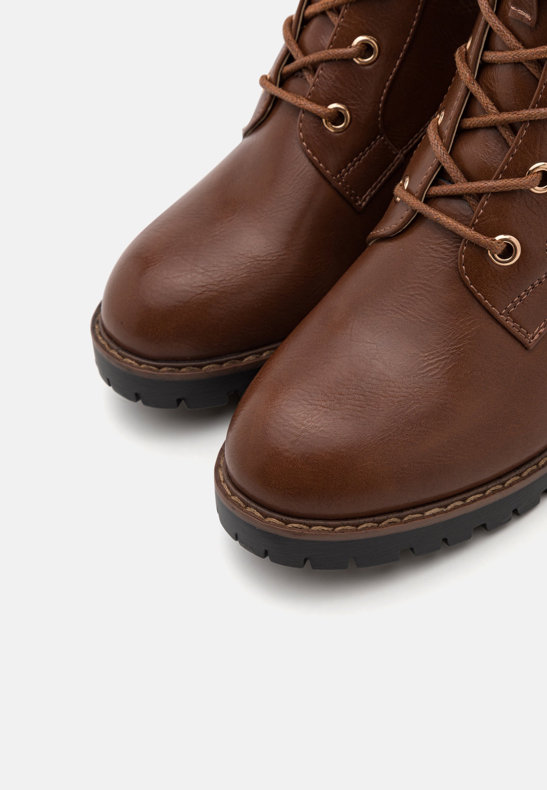Bottes Anna Field à lacets, coupe large - cognac