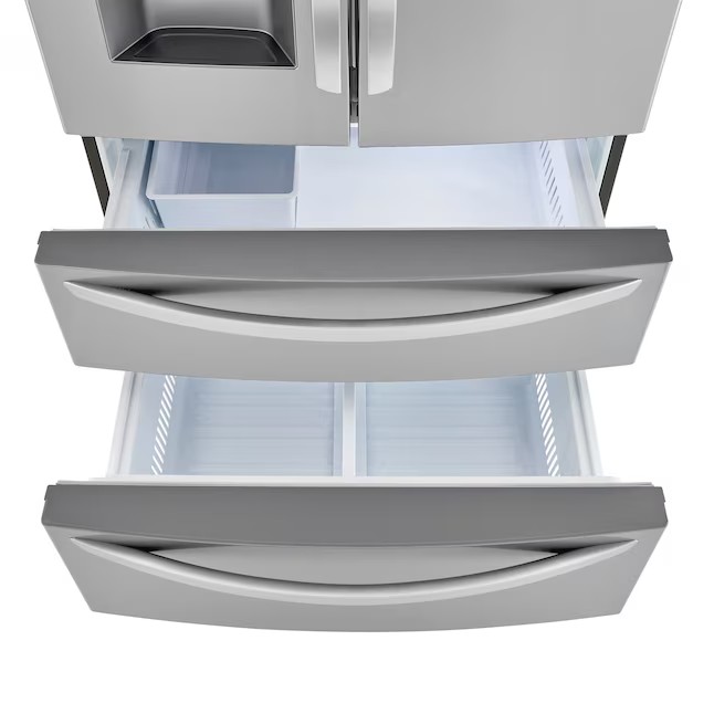 LG Craft Ice Smart WiFi -yhteensopiva 27,8 kuutiojalan (7,3 kuutiometrin) 4-ovinen älykäs ranskalainen ovijääkaappi kahdella jääpalakoneella (sormenjälkitunnistin) ENERGY STAR