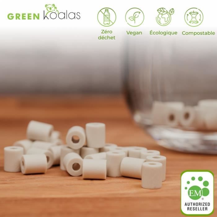 Perle di ceramica - KOALA VERDI - 100 perle - Migliora il gusto - Purificazione dell'acqua - Antiossidante
