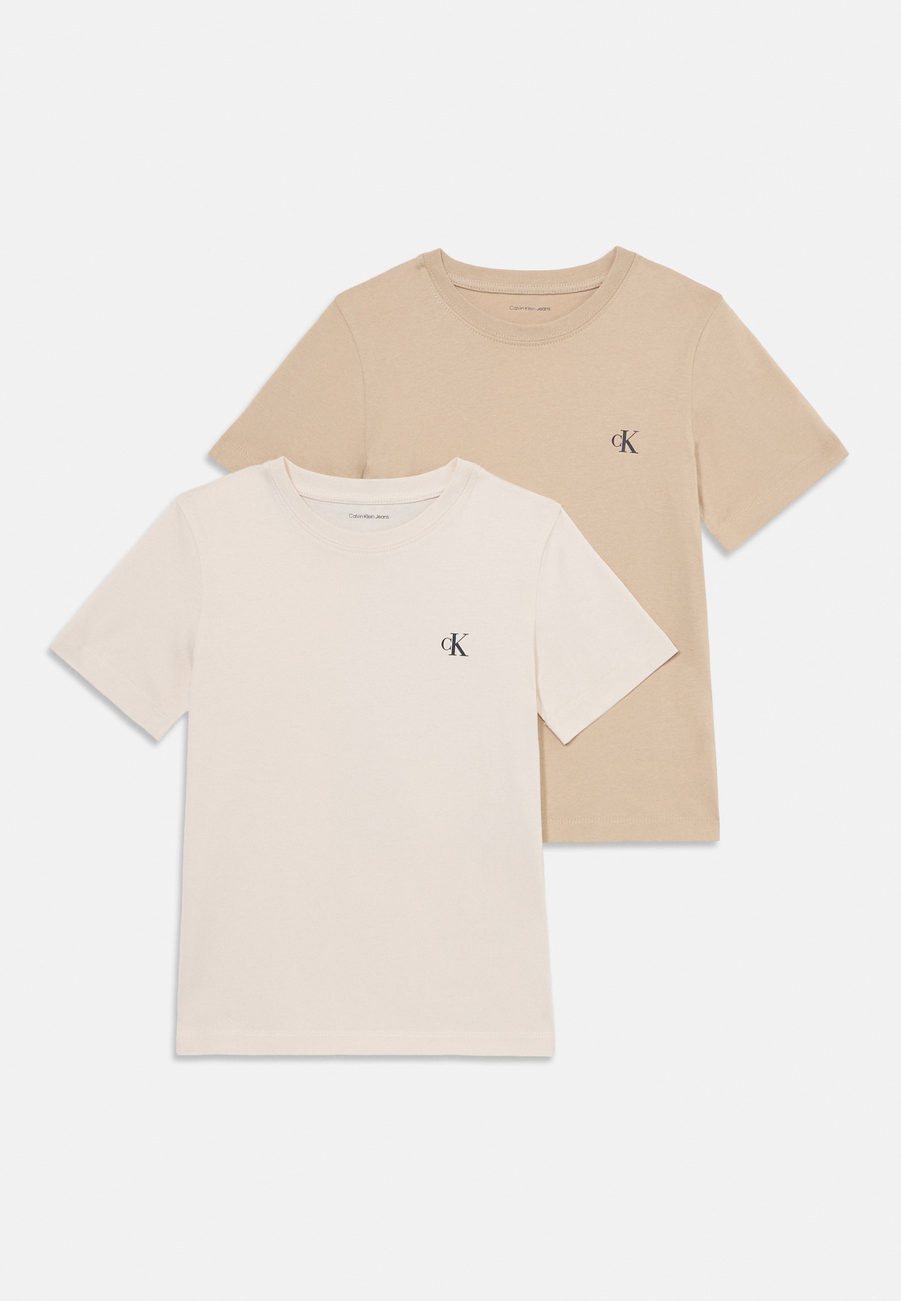Calvin Klein Jeans MONOGRAM UNISEX 2 PACK - Tričko s potiskem - safari/whitecap grey
