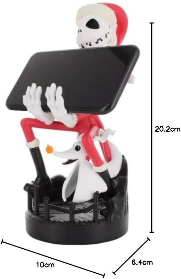 Figura navideña de Jack Skellington de Disney - EXQUISITE GAMING - Cable Guys - Soporte para auriculares, smartphone o accesorios pequeños - 20 cm