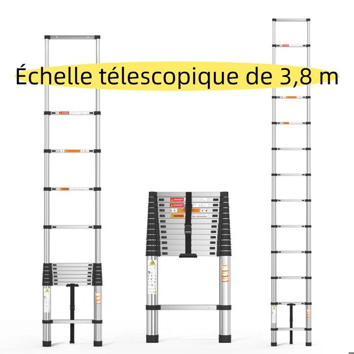 Multifunctional folding telescopic ladder, non-slip, suitable for family apartment office shed (3.8 m)