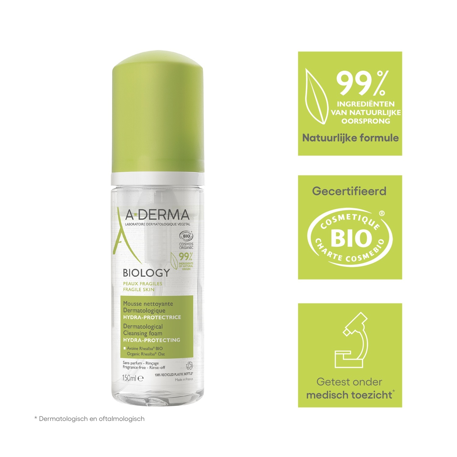 A-DERMA Biology dermatoloģiskās tīrīšanas putas - 150 ml