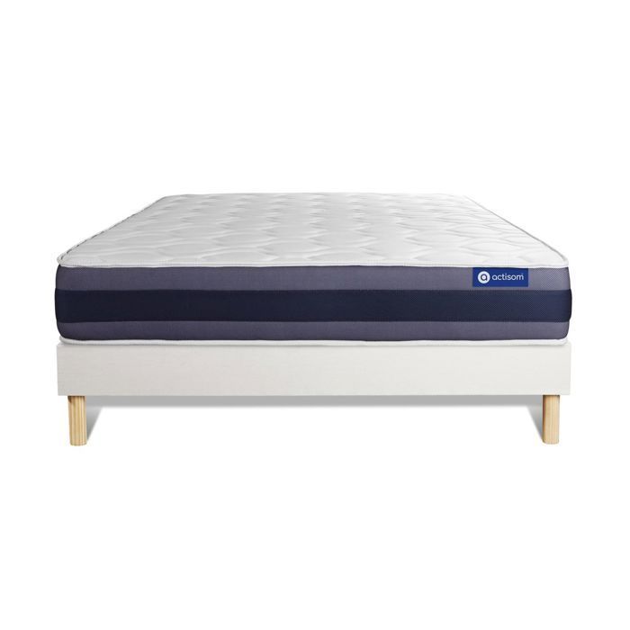 Conjunto de colchón y base de cama de 140x190 cm - Base de cama blanca (requiere montaje) - Actilatex Morpho