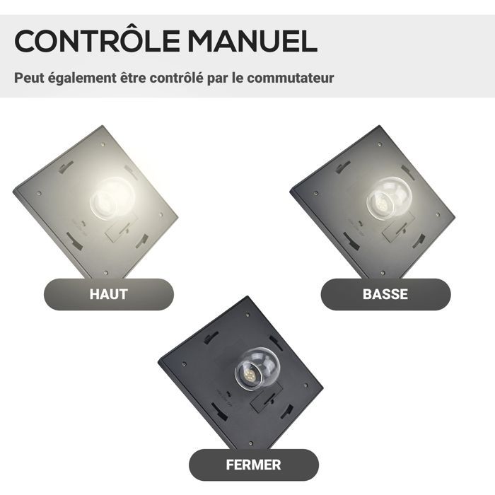 Lámpara solar LED para jardín exterior con sensores, 3 pantallas - Altura: 182,5 cm - IP44