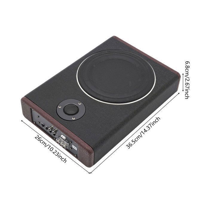 Subwoofer activo para coche - 600W - 12V - Ultradelgado - Con amplificador integrado - 135,8 x 102,4 x 26,8 mm - Negro