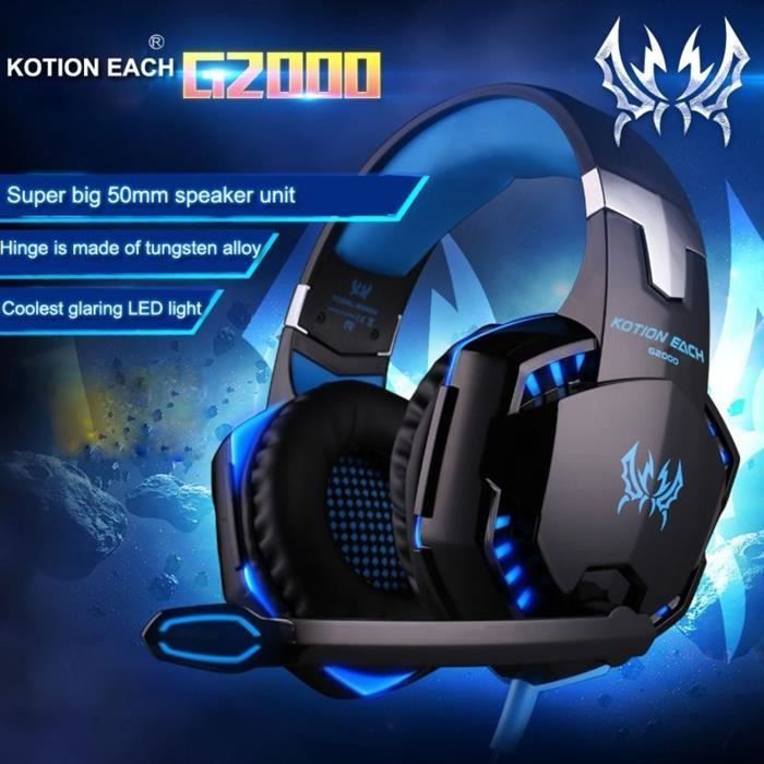 Auriculares estéreo para juegos EACH G2000 con micrófono para PC - Alta calidad