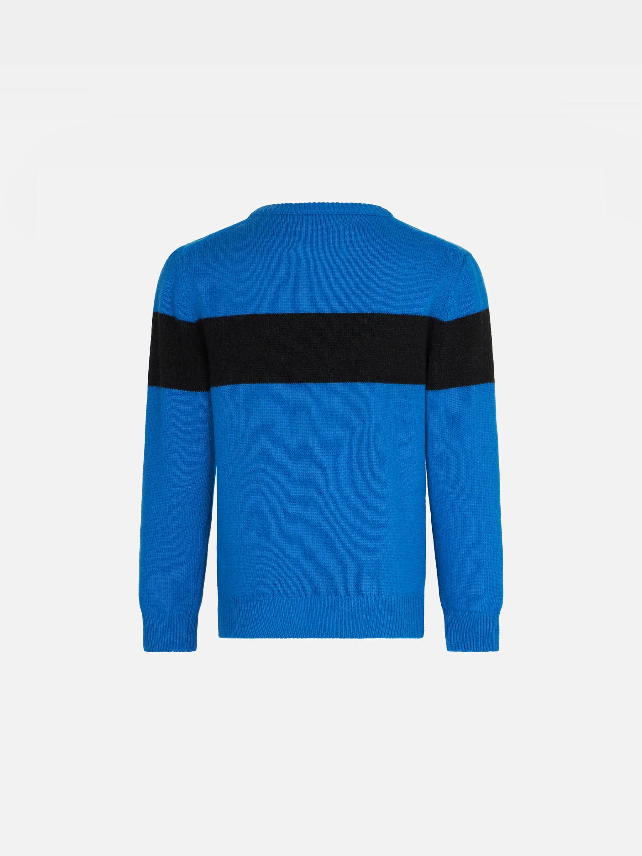 blauer Kinderpullover mit Courma-Schriftzug