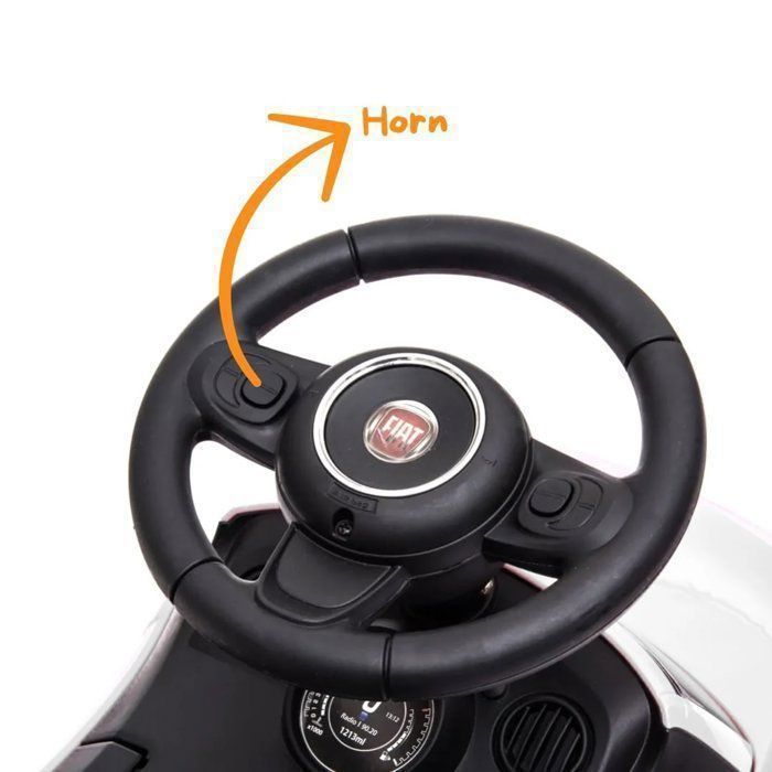 Fiat 500 Ride-On Toy - Officially Licensed Baby Car for Ages 1-3 - White - Horn & Trunk - Walking Aid