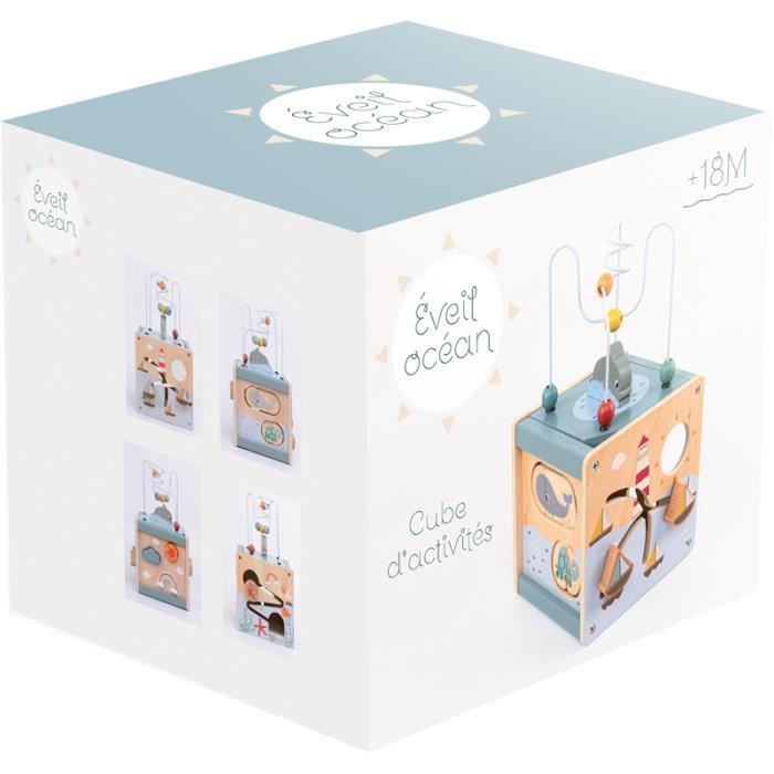 Wooden Activity Cube - WIDYKA - Ocean - 16 x 16.5 x 18 cm - Unisex - Ages 18 months and up