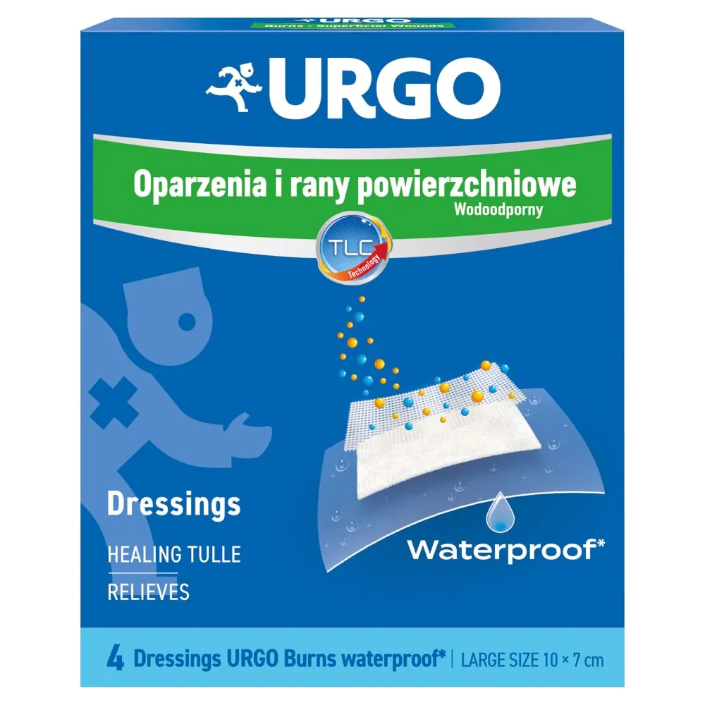 Urgo, Oparzenia i rany powierzchniowe, Opatrunek wodoodporny, 7x10cm