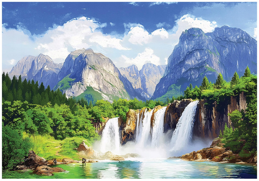 Fototapeta 3D Wodospad Góry Las Natura Na Ścianę Sypialnia Salon 250X175