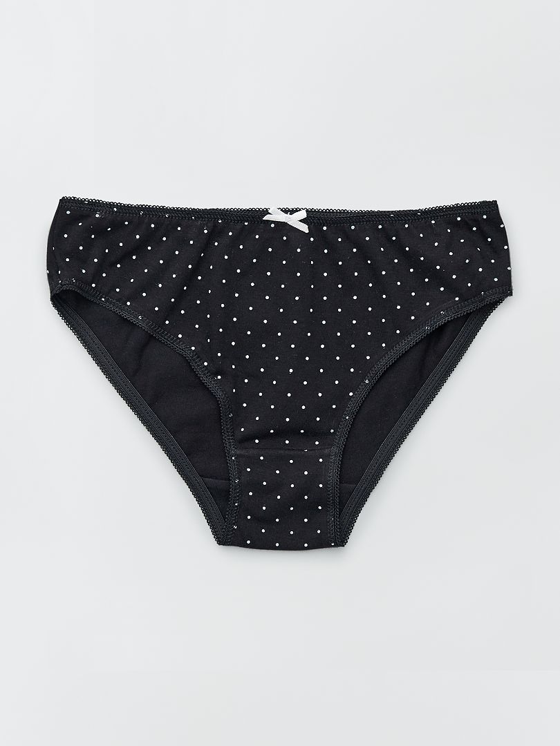 Jersey slips met strikpatroon - Set van 4 - Zwarte print