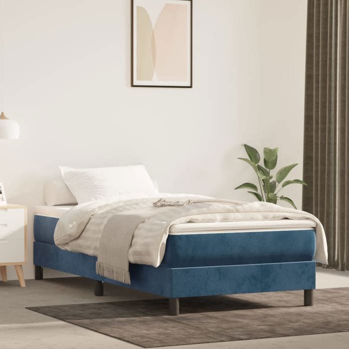 Struttura letto con materasso - Maison Exclusive - Velluto blu scuro - 80x200 cm - Massimo relax
