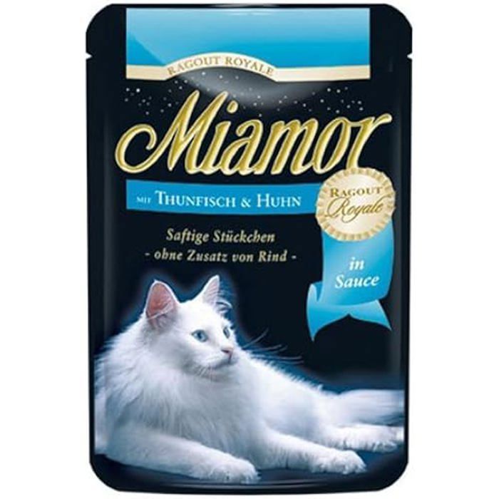 Pâtée pour Chat - MIAMOR - Ragout Royale - Thon et Poulet - 22 x 100 g - Aliment Adulte