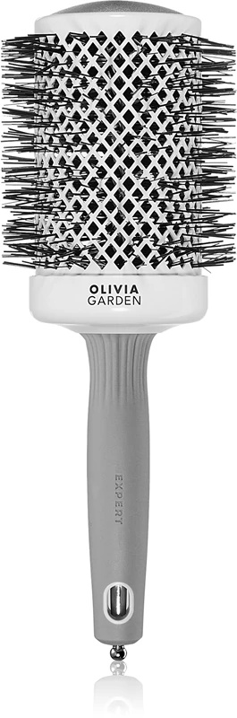 Olivia Garden Expert Shine четка за косу са таласастим влакнима, бела и сива