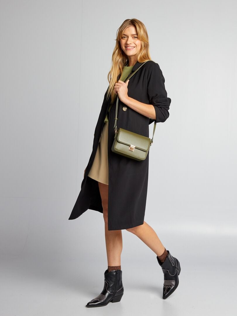 Trench coat macio com cinto - preto