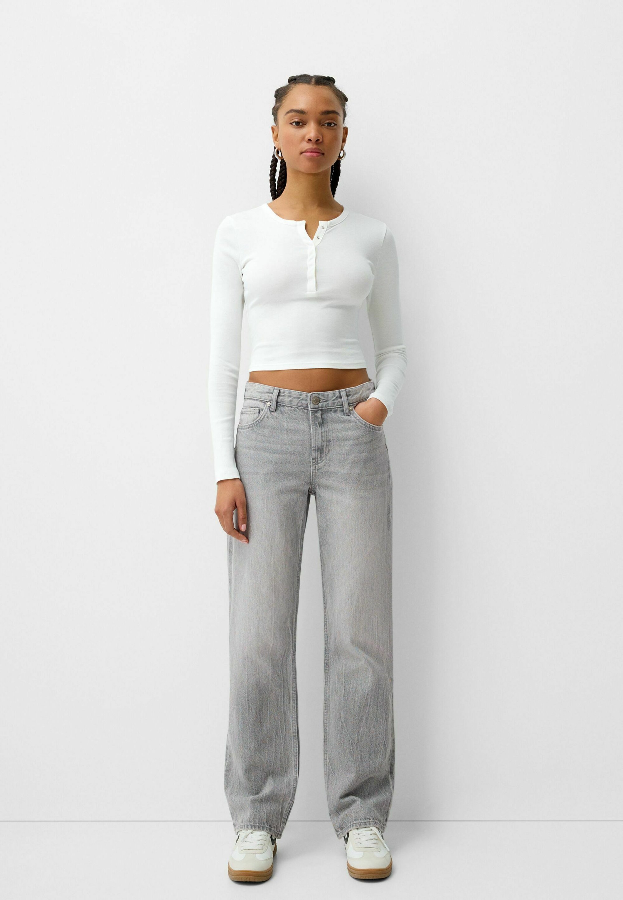 Jeans Bershka a gamba dritta - grigi