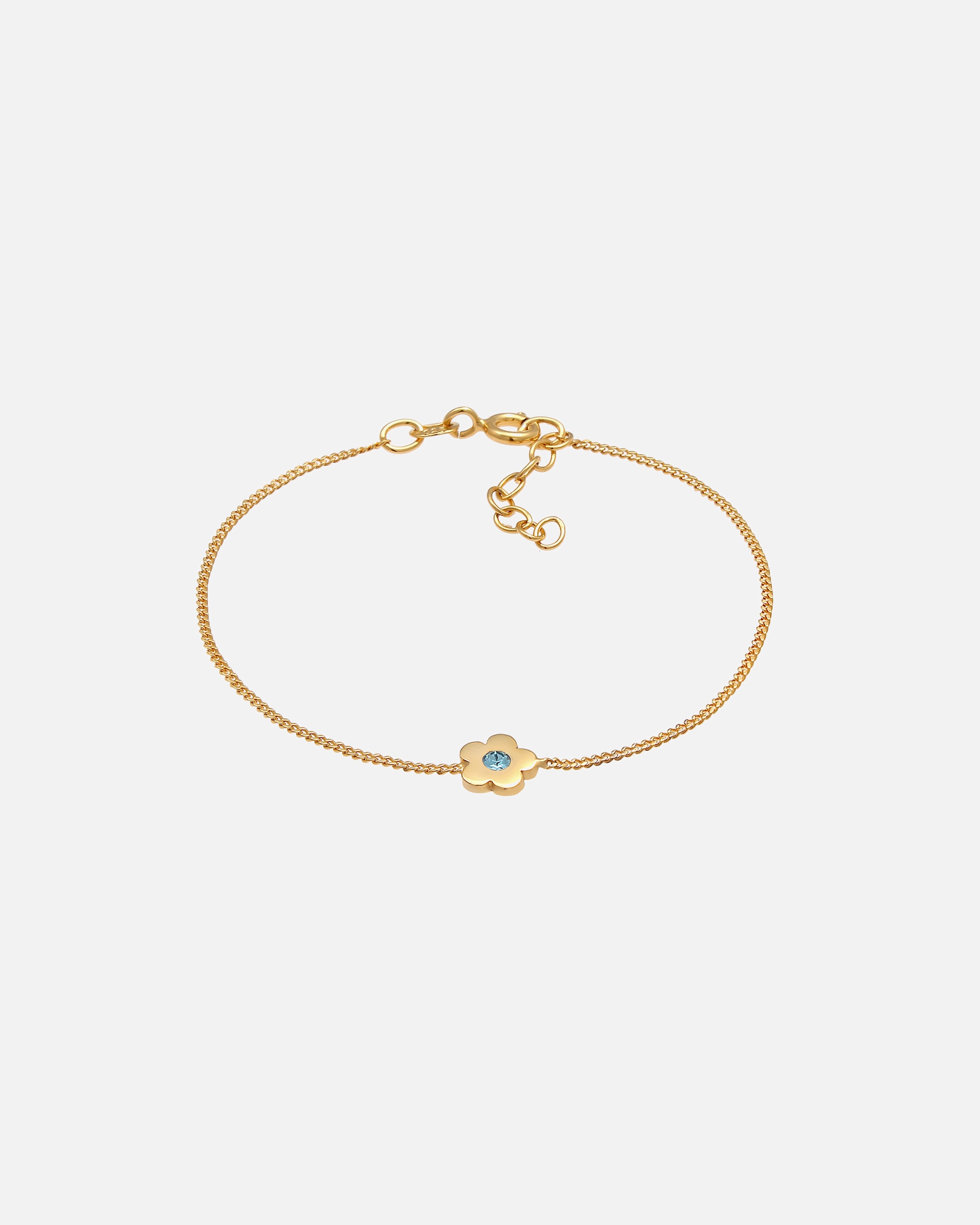 Elli Fleur d'enfant bleue mignonne ajustable avec cristaux en argent sterling plaqué or 925