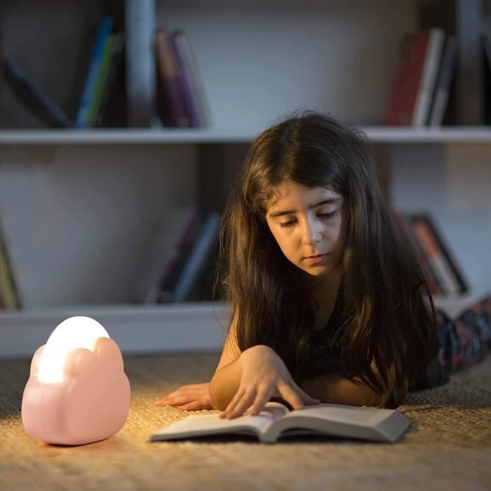 Luz nocturna para bebés, luz nocturna infantil recargable con brillo ajustable, 4 niveles de brillo y cable de silicona, lámpara LED de mesita de noche.
