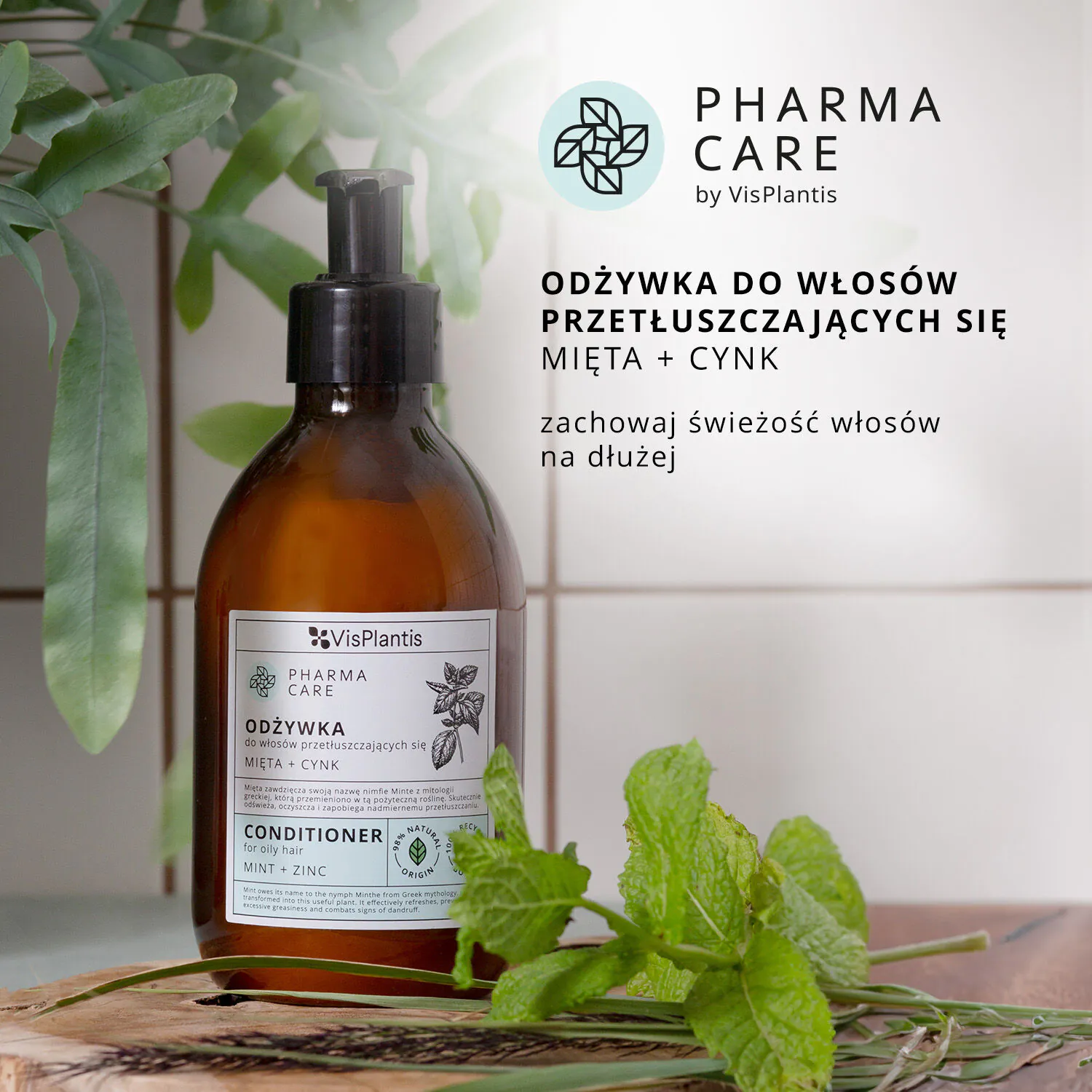 Vis Plantis Pharma Care Mięta + Cynk Odżywka do włosów przetłuszczających się